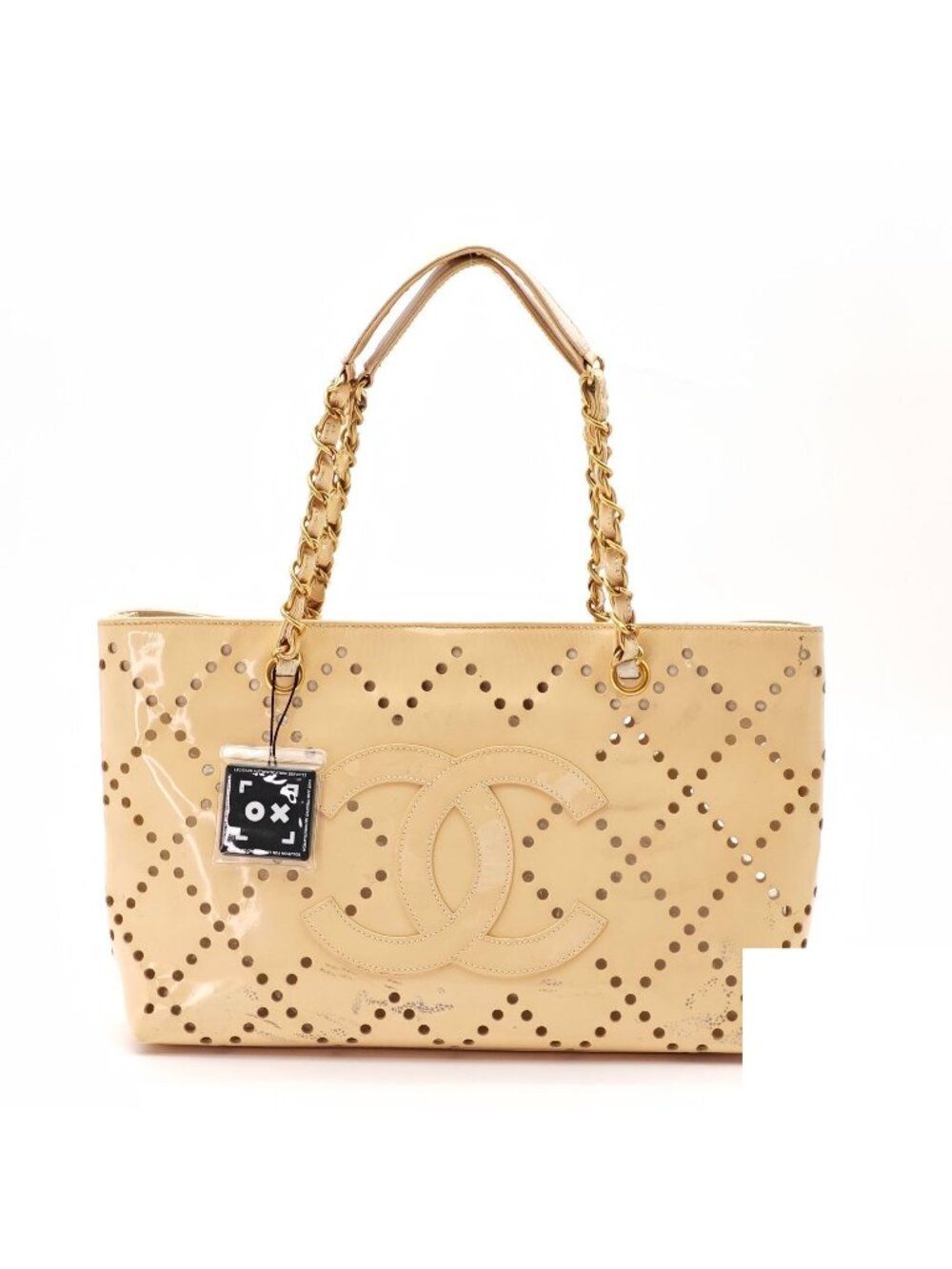 Chanel Perforated Tote Bag Embossed Beige